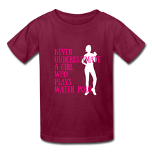 Load image into Gallery viewer, Never Underestimate A Girl - Youth Shirt - burgundy
