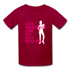 Never Underestimate A Girl - Youth Shirt - dark red