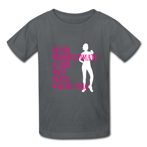 Never Underestimate A Girl - Youth Shirt - charcoal