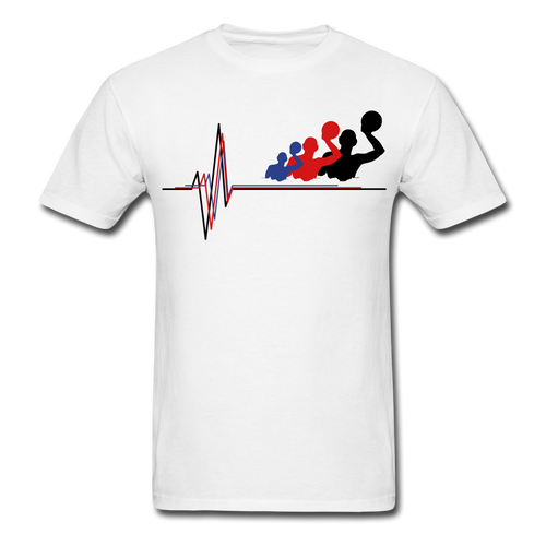 Water Polo Player Heartbeat - Adult Shirt - white