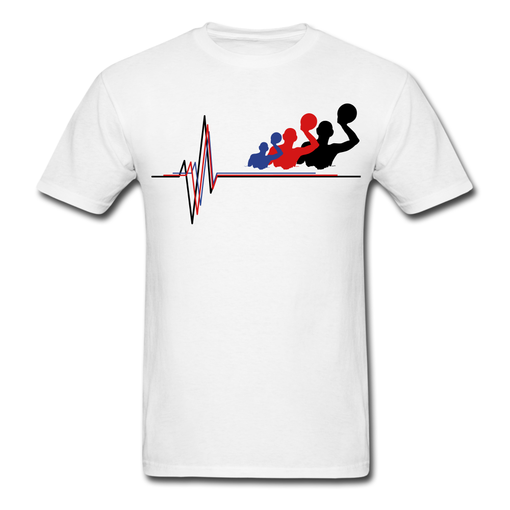 Water Polo Player Heartbeat - Adult Shirt - white