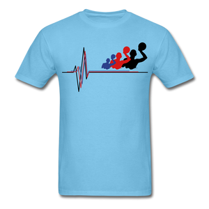 Water Polo Player Heartbeat - Adult Shirt - aquatic blue