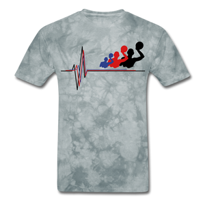 Water Polo Player Heartbeat - Adult Shirt - grey tie dye