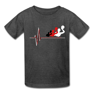 Water Polo Player Heartbeat - Youth Shirt - heather black