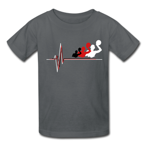 Water Polo Player Heartbeat - Youth Shirt - charcoal